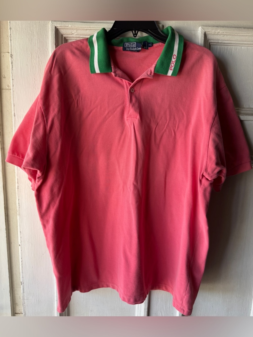 Polo by Ralph Lauren Coral Pink Short-Sleeve Polo with Green Trim Size XL